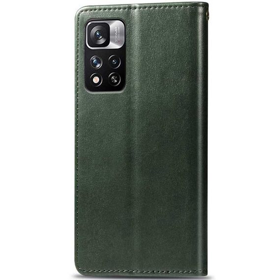 Шкіряний чохол-книжка GETMAN Gallant (PU) для Xiaomi Redmi Note 11 Pro 4G/5G / 12 Pro 4G Штучна шкіра, Слот для візитки, Зелений | Зображення 1