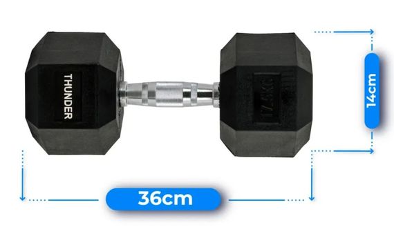 Гантель шестигранна Thunder 17,5 кг (HEXAGONAL-DUMBBELLS-17,5K) | Зображення 3