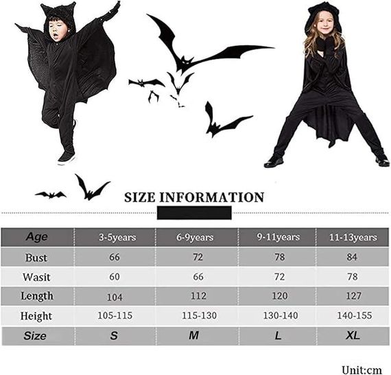 Детский костюм летучей мыши комбинезон с капюшоном крыльями перчатками на Хэловин утренник на 115-130см 6-9лет | Зображення 5