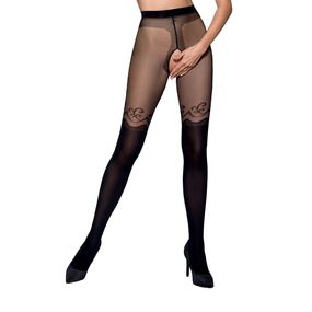 Колготки с открытым доступом, двойная плотность Passion TIOPEN 012 1/2 (20/40 den), black