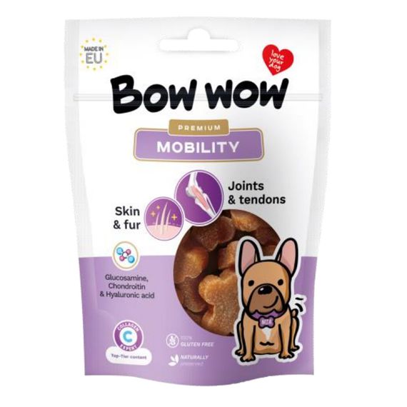 Лакомство для собак "Bow wow" Mobility снеки, улучшает опорно-двигательную систему, кожу и шерсть, 60 гр