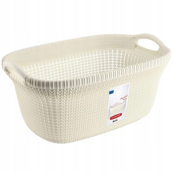 Кошик для білизни пластиковий Curver Knit 40 л 03677 кремовий, міцний і зручний | Зображення 1