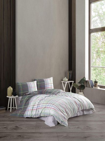 Комплект постільної білизни Kristal Ranforse 200×220 см  Ekose Gri
