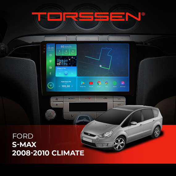 Штатна магнітола Torssen 2K Ford S-max 08-10 climate F98256 4G Carplay DSP