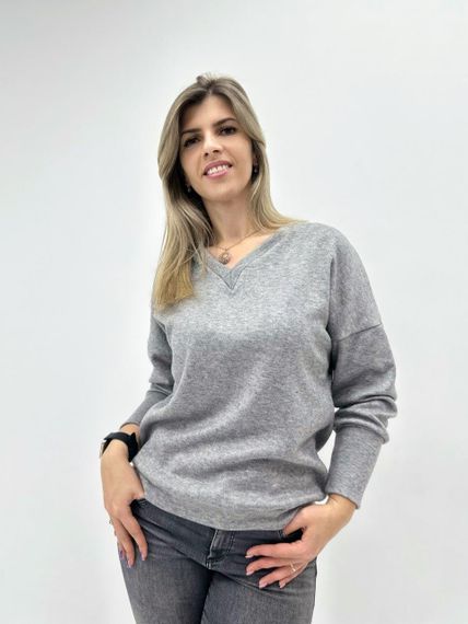 Женская красивая ангоровая кофта с V-образным вырезом GF04166 цвет серый, размер 50/52 | Зображення 3
