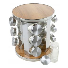 Набір ємностей для спецій на підставці 12 од. нерж. сталь та дерево LoveYouHome