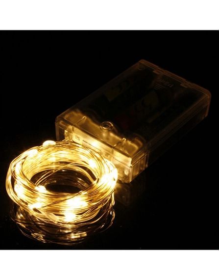 Светодиодная гирлянда нить Led "Капли росы" на 50 светодиодов 5 м на батарейках Белый теплый | Зображення 1