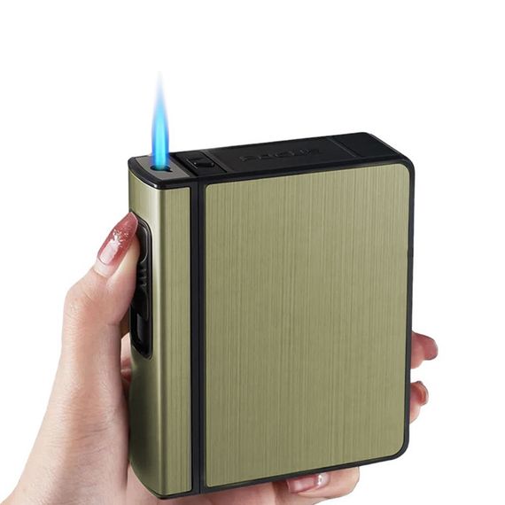 Зажигалка Портсигар  С Выбросом На 20 Сигарет "Cigarette Case Focus Gold" | Зображення 2
