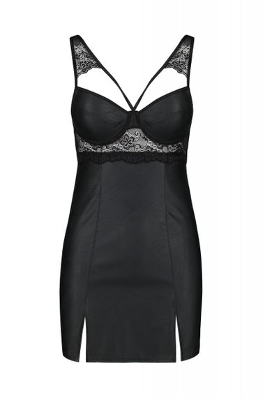 Пеньюар з екошкіри LOONA CHEMISE black S/M - Passion | Зображення 2