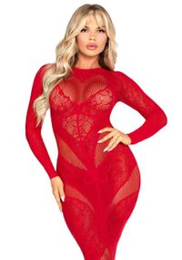Платье Leg Avenue Lace and Net Bodycon Gown One Size, Red sexstyle