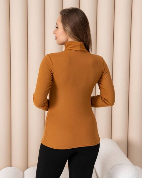 Жіноча тепла водолазка-гольф напівшерсть на термофлісі колір жовтий розмір 42/44 DM09.09 | Зображення 3