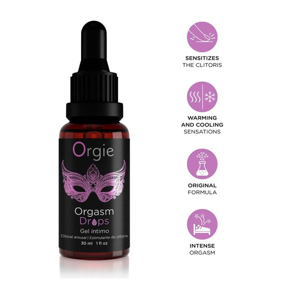 Збуджувальні краплі для клітора Orgie Orgasm Drops, 30 мл, ефект розігріву та охолодження Sex Aura | Зображення 2