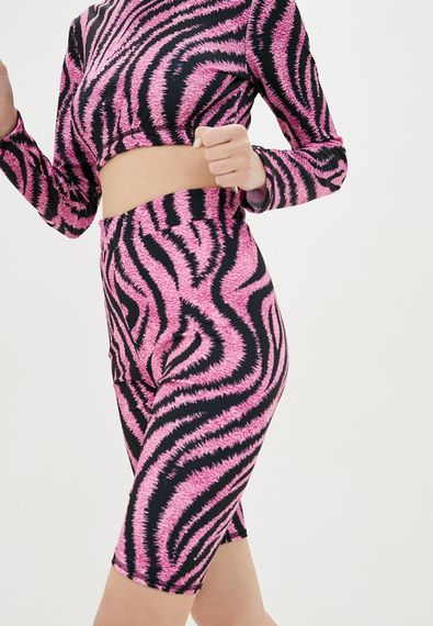 Спортивні шорти велосипедки  4Profi з принтом "Тигреня" рожевий розмір XL дайвінг 18699