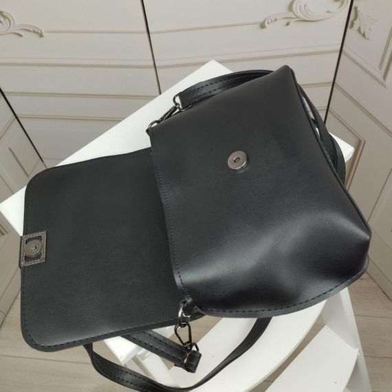 Маленька сумка-саквояж через плече крос-боді Чорна з червоним краєм | Зображення 4