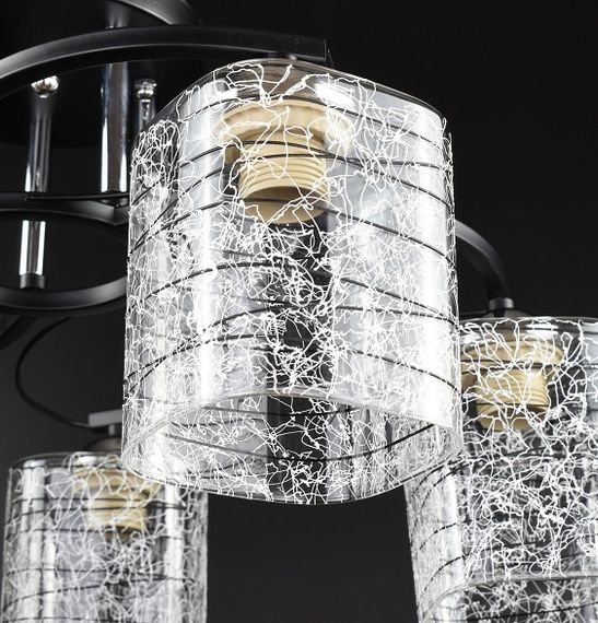 Люстра стельова на 5 лампочок 26942 Чорний 27х50х50 см. | Зображення 2