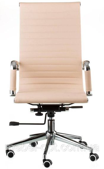 Крісло Solano artleath бежеве репліка крісла Eames Style HB Ribbed Office Chair EA 119 | Зображення 1