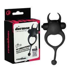 Віброкільце CRUSHIOUS Daemon з ріжками і хвостиком, 10 режимів, чорне Sex Aura