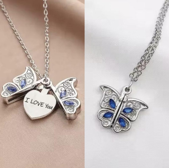 Підвіска з метеликом з сердечком love з камінцями, кулон, кольє, підвіска сердечко, підвіска метелик, підвіска з камінчиками