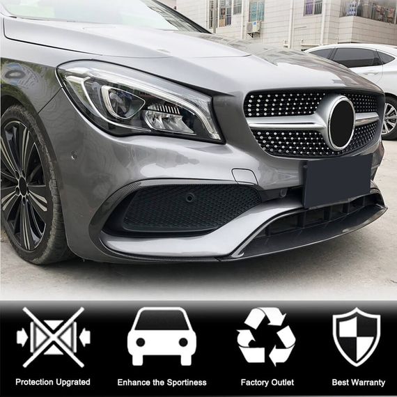 Накладка на передній бампер Lip (для AMG-Line SD 2017-2019, Карбон) для Mercedes CLA C117 рр | Зображення 2