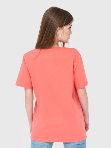 Футболка жіноча коралова з написом, XL | Зображення 1