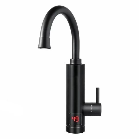 Проточний електроводонагрівач Water Heater 011 з LED дисплеєм 3000Вт Кран з підігрівом води до 60°C Чорний