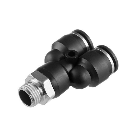 Цангове з'єднання Y-подібне для поліуретанових та ін. шлангів 10*10 мм, 1/4" зовн. різьба INTERTOOL PT-2378