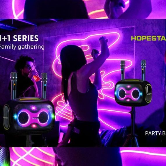 Беспроводная Bluetooth колонка HOPESTAR PARTYBOX, 120 ВТ с двумя микрофонами | Зображення 1