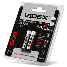 Акумулятор AAA/HR03 NiMh 600 mAh (бл-2шт) Videx