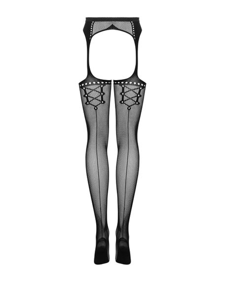 Сітчасті панчохи-стокінги зі стрілкою Obsessive Garter stockings S314 S/M/L, чорні, імітація гартері Sex Aura | Зображення 5