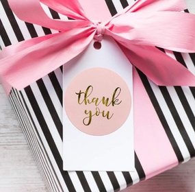 Наліпки,стікери  "Thank you", 25 мм  Колір рожевий