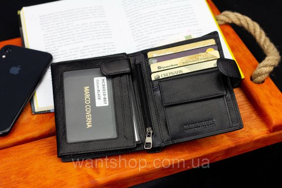 Чорне вертикальне портмоне з відділенням для документів Marco Coverna MCBK010-807 | Зображення 5