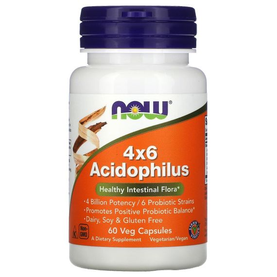 Пробіотик NOW Foods 4X6 ACIDOPHILUS 60 Veg Caps