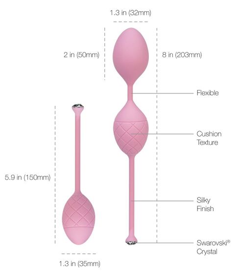 Розкішні вагінальні кульки PILLOW TALK - Frisky Pink з кристалом, діаметр 3,2 см, вага 49-75гр Sex Aura | Зображення 7