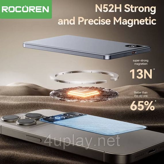 Бездротовий магнітний повербанк Rocoren MagSafe Magnetic PowerBank 10000mAh 20W Grey | Зображення 3
