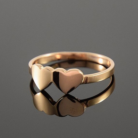 Кольцо из красного золота с сердечками 14.5 | Зображення 7