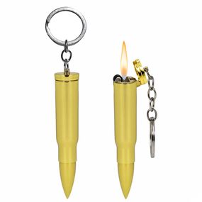 Зажигалка Брелок В Виде Патрона Золотистая