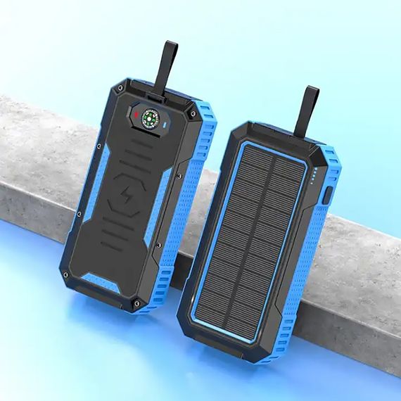Мощный павербанк Zao PB18 (быстрая PD зарядка, солнечная панель), 30000 mAh