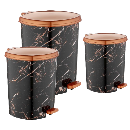 DECOR набір відер для сміття 3шт (6л+11л+20л) (x129 чорний мармур)