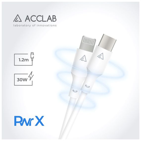 Дата кабель USB-C to Lightning 1.2m PwrX 30W ACCLAB (1283126559556) | Зображення 1