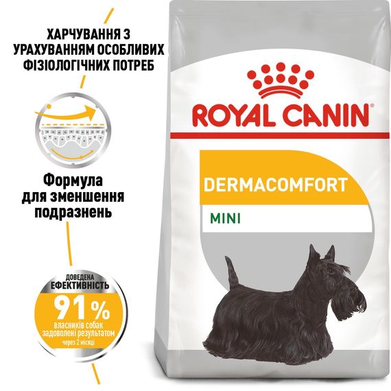 Сухой корм для собак с чувствительной кожей Royal Canin Mini Dermacomfort, 3 кг | Зображення 1