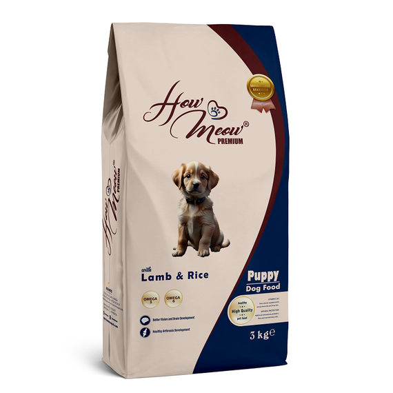 Повнораціонний корм для цуценят How Meow Puppy з ягням та рисом 3кг
