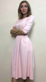 Плаття офісне персикове з кишенями П217