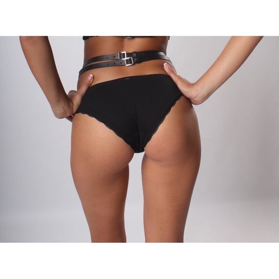 Пояс для панчох One Size S12, натуральна шкіра, чорний | Зображення 1