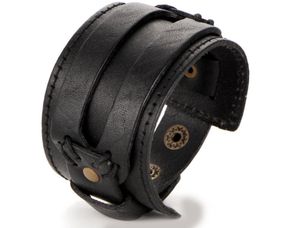 Мужской кожаный браслет напульсник Primo Manjet - Black