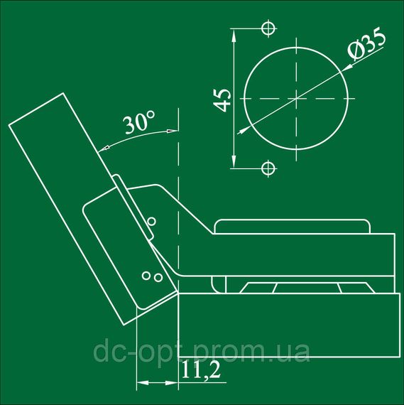 Завіс кутовий 150/30° з доводчиком Сlip On ДС СтандартЛайн | Зображення 2