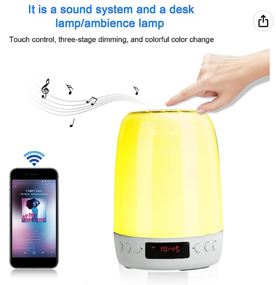 Bluetooth-колонка з нічником та годинником, сенсорне керування, LED-підсвітка | Зображення 4