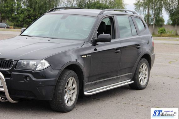 Бокові пороги KB001 (нерж) 60 мм для BMW X3 E-83 2003-2010 рр | Зображення 2
