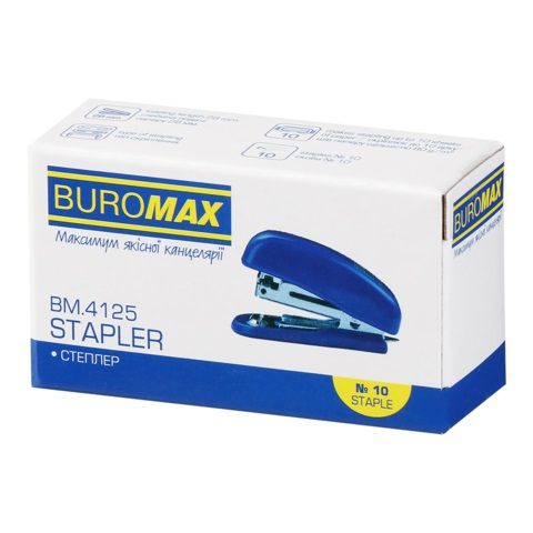 Степлер пластиковий МІНІ BM.4125-02 BUROMAX, 10 л., (скоби №10), 61х36х23 мм, синій, в коробці (4823078955777) | Зображення 2