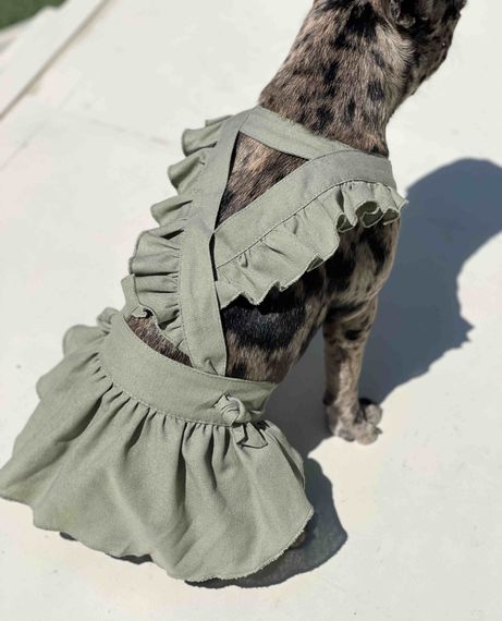 Сукня льон рюші з вузликами хакі P-26 | Зображення 1