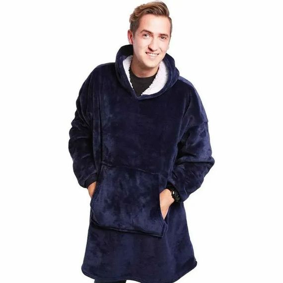 Толстовка плед з капюшоном і рукавами Huggle Hoodie оверсайз. Колір: синій | Зображення 7